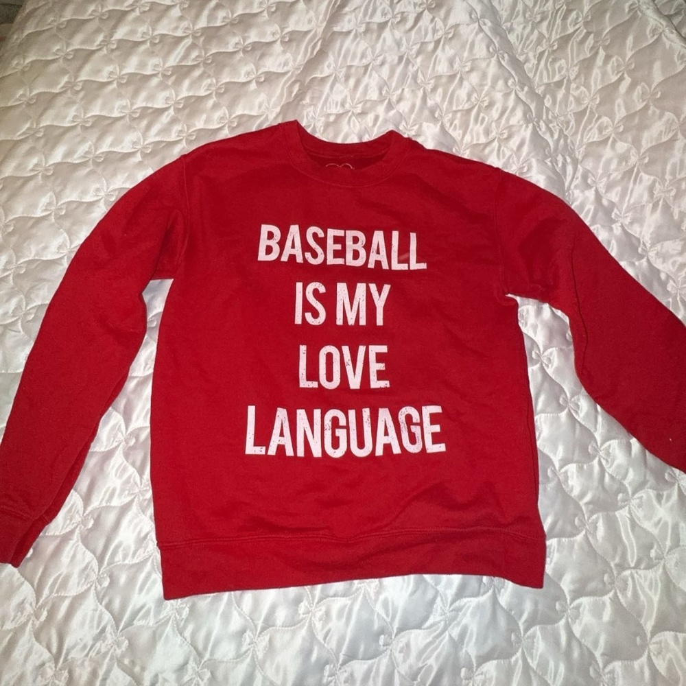 Red “baseball is my love language crew neck”